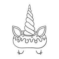 Corn of unicorn outline illustration on white background. vector