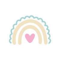 Pastel vector rainbow in retro style on white background. Kids design element.