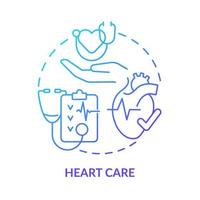 Heart care blue gradient concept icon. Clinic cardiology department. Service of medical center abstract idea thin line illustration. Isolated outline drawing. vector