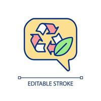 Promoting eco-friendly behaviour RGB color icon. Environmentally conscious approach. Sustainable behavior. Isolated vector illustration. Simple filled line drawing. Editable stroke.
