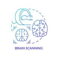 Brain scanning blue gradient concept icon. Neurological disease research. Diagnostic imaging abstract idea thin line illustration. Isolated outline drawing. vector