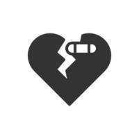 corazón roto amor icono o logotipo vector ilustración
