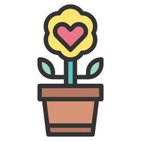 Heart Flower Pot Love Icon Or Logo Vector Illustration