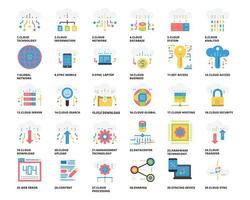 iconos de servicios de tecnología de datos en la nube diseño de símbolos conjunto simple para usar en infografías de logotipos de informes de gráficos web. colección de vectores de símbolo de esquema de mejor calidad