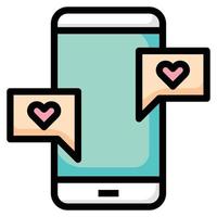 Dating App icon line color vector illustration