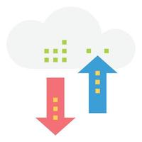 vector de icono de descarga de red de servicios de tecnología de datos en la nube, base de datos