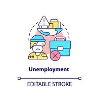 Unemployment concept icon. Homelessness cause abstract idea thin line illustration. Poor labor market conditions. Isolated outline drawing. Editable stroke. vector