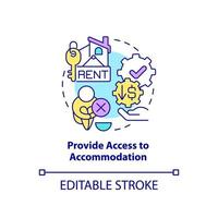 Provide access to accommodation concept icon. Thing government must do abstract idea thin line illustration. Isolated outline drawing. Editable stroke. vector