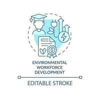 Environmental workforce development turquoise concept icon. Training federal grants abstract idea thin line illustration. Isolated outline drawing. Editable stroke. vector