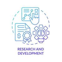 Research and development blue gradient concept icon. Marketing study. Helping program for entrepreneurs abstract idea thin line illustration. Isolated outline drawing. vector