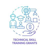 Technical skill training grants blue gradient concept icon. Professional growth. Small business incentives abstract idea thin line illustration. Isolated outline drawing. vector