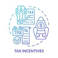 Tax incentives blue gradient concept icon. Financial program. Encouraging business activity abstract idea thin line illustration. Isolated outline drawing. vector