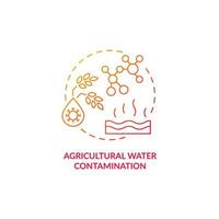 icono de concepto de gradiente rojo de contaminación de agua agrícola. tipo de contaminación del agua idea abstracta ilustración de línea delgada. fertilizantes para cultivos industriales. dibujo de contorno aislado. vector