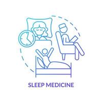 Sleep medicine blue gradient concept icon. Insomnia disorder treatment. Service of medical center abstract idea thin line illustration. Isolated outline drawing. vector