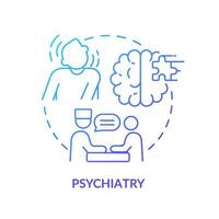 Psychiatry blue gradient concept icon. Patient mental disorder care. Service of medical center abstract idea thin line illustration. Isolated outline drawing. vector