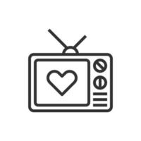 tv amor icono línea vector ilustración