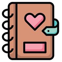 Diary Love icon line color vector illustration