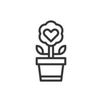 Heart Flower Pot Love Icon Or Logo Vector Illustration