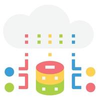 vector de icono de descarga de base de datos de servicios de tecnología de datos en la nube, red