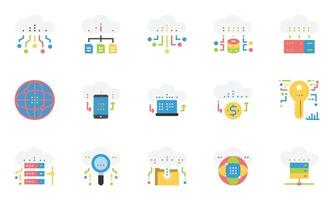 iconos de servicios de tecnología de datos en la nube diseño de símbolos conjunto simple para usar en infografías de logotipos de informes de gráficos web. colección de vectores de símbolo de esquema de mejor calidad