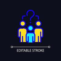 Common question RGB color icon for dark theme. People group and question mark. Social problems solution. Simple filled line drawing on night mode background. Editable stroke. vector