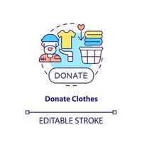 Donate clothes concept icon. Homelessness assistance abstract idea thin line illustration. Refugee organization. Isolated outline drawing. Editable stroke. vector