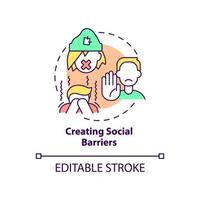 Creating social barriers concept icon. Societal issue of homelessness abstract idea thin line illustration. Isolated outline drawing. Editable stroke. vector