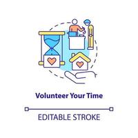 Volunteer your time concept icon. Way to help homeless people abstract idea thin line illustration. Emergency shelters. Isolated outline drawing. Editable stroke. vector