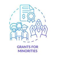 Grants for minorities blue gradient concept icon. Social support. Small business supporting program abstract idea thin line illustration. Isolated outline drawing. vector