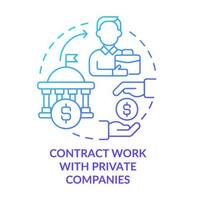 Contract work with private companies blue gradient concept icon. Encouraging business activity abstract idea thin line illustration. Isolated outline drawing. vector