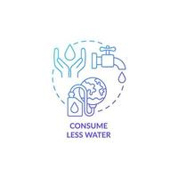 Consume less water blue gradient concept icon. Water protection practice abstract idea thin line illustration. Reducing water usage. Isolated outline drawing. vector