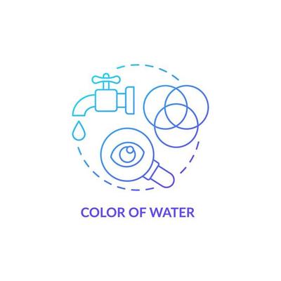 Color of water blue gradient concept icon. Water quality testing abstract idea thin line illustration. Color measurement. Visual comparison. Isolated outline drawing.