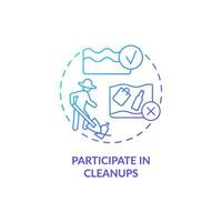 Participate in cleanups blue gradient concept icon. Protecting marine life abstract idea thin line illustration. Water pollution prevention. Isolated outline drawing. vector