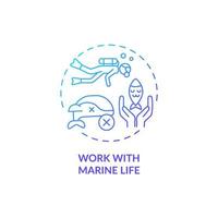 Work with marine life blue gradient concept icon. Natural diversity protection abstract idea thin line illustration. Marine mammals rehabilitation. Isolated outline drawing. vector