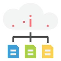 vector de icono de descarga de base de datos de servicios de tecnología de datos en la nube, red