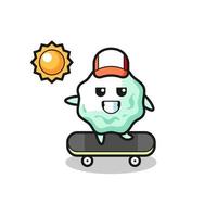 chewing gum character illustration ride a skateboard vector