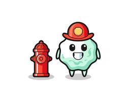 personaje mascota de chicle como bombero vector