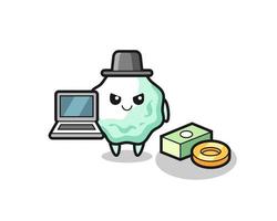 ilustración de mascota de chicle como hacker vector