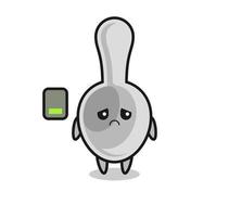 spoon mascot character doing a tired gesture vector