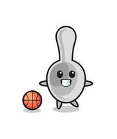 Illustration of spoon cartoon is playing basketball vector