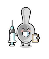 ilustración de mascota de cuchara como médico vector