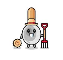 personaje mascota de la cuchara de cocina como agricultor vector