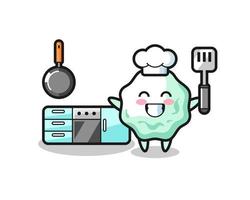 ilustración de personaje de chicle mientras un chef está cocinando vector
