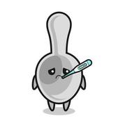 spoon mascot character with fever condition vector