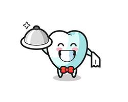 mascota del personaje del diente como camareros vector