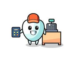 Illustration of tooth character as a cashier vector