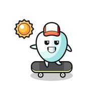 tooth character illustration ride a skateboard vector