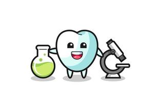 Mascot character of tooth as a scientist vector