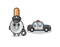 Cartoon mascot of cooking spoon as a police vector