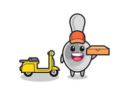 Character Illustration of spoon as a pizza deliveryman vector